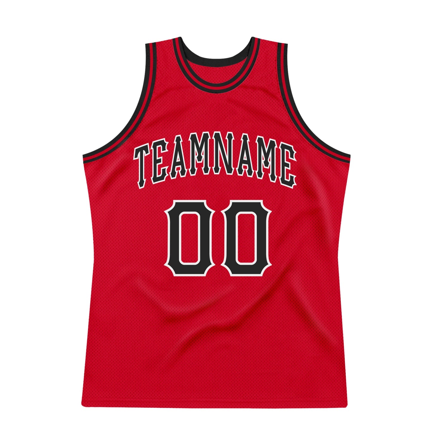 Custom Red Black-White Authentic Throwback Basketball Jersey view 5