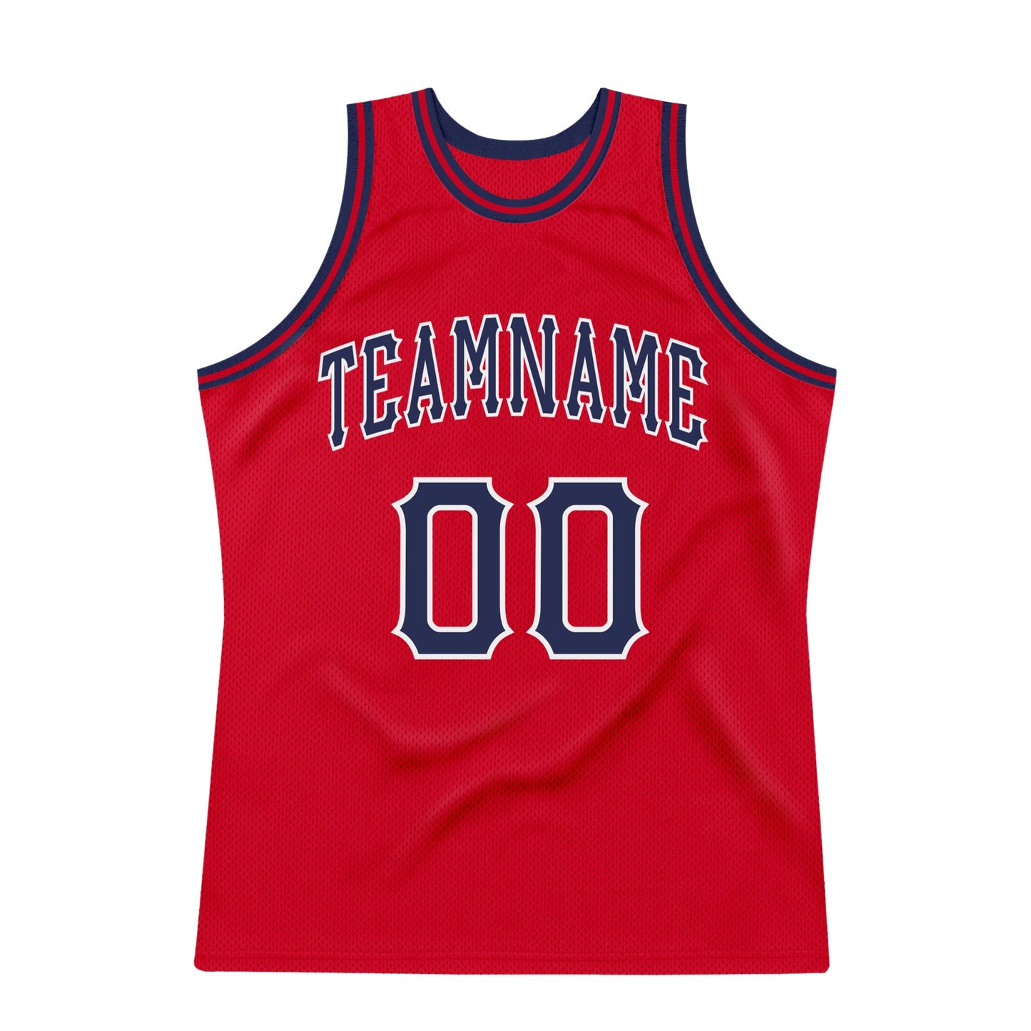 Custom Red Navy-White Authentic Throwback Basketball Jersey view 5