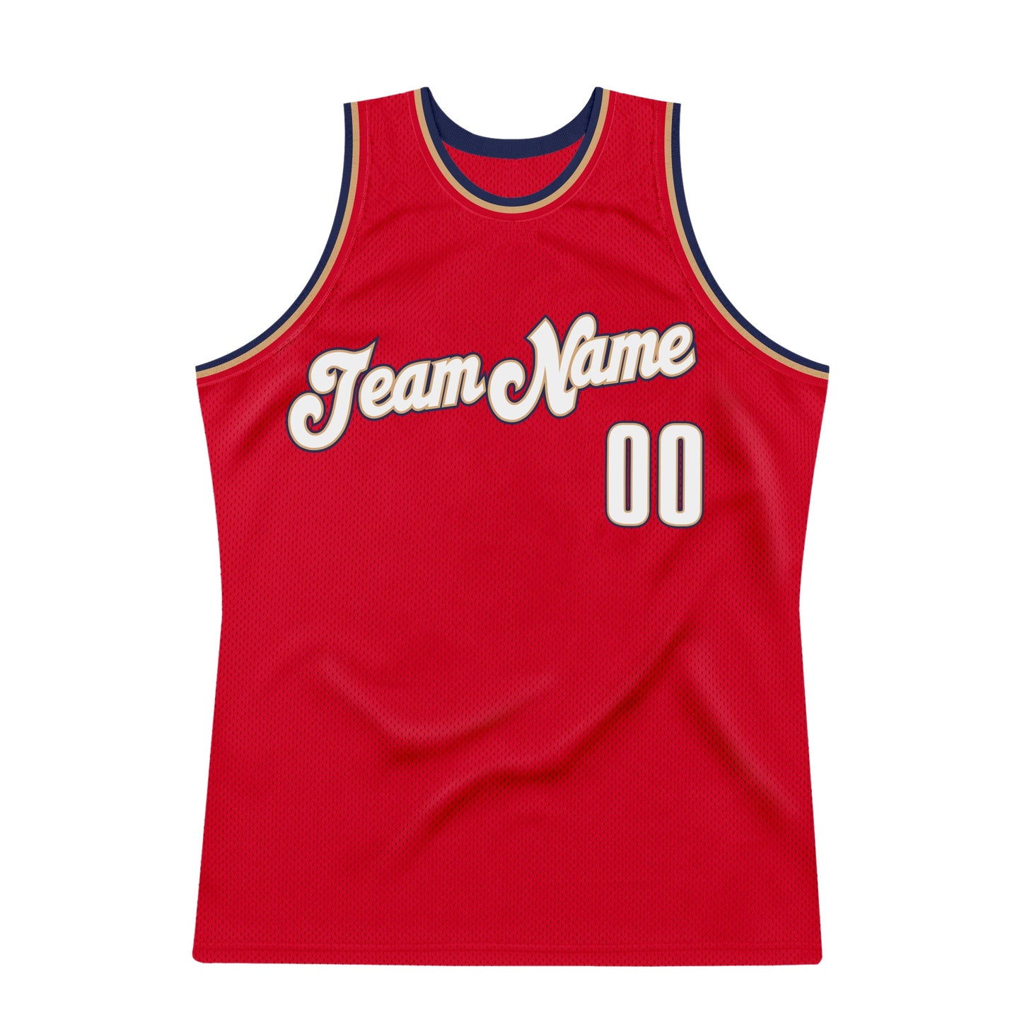 Custom Red White-Navy Authentic Throwback Basketball Jersey view 5