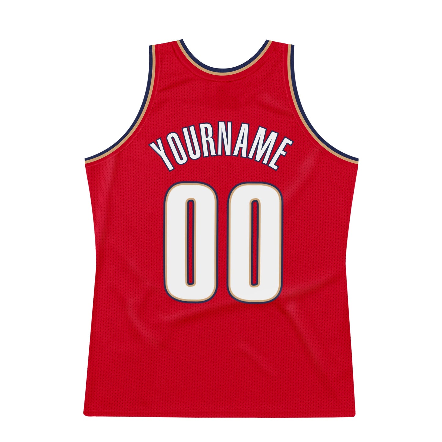 Custom Red White-Navy Authentic Throwback Basketball Jersey view 6