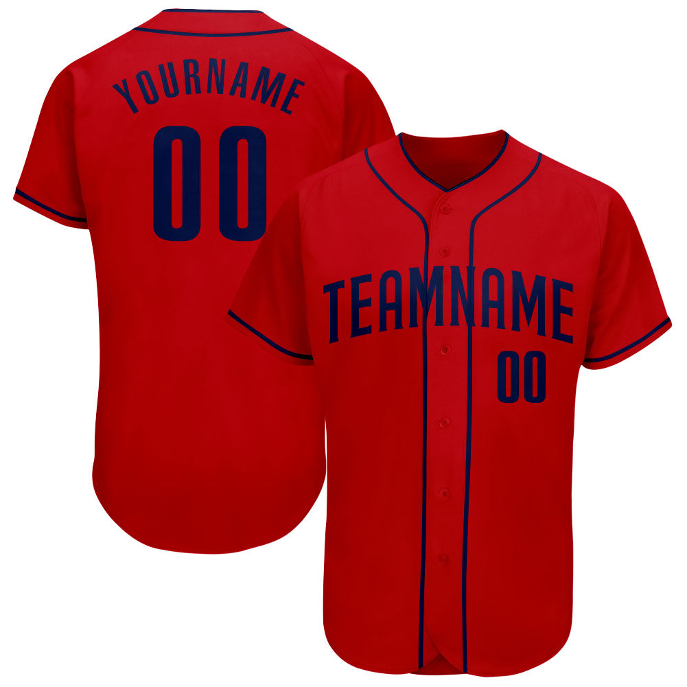 Custom Red Navy Authentic Baseball Jersey - Main View