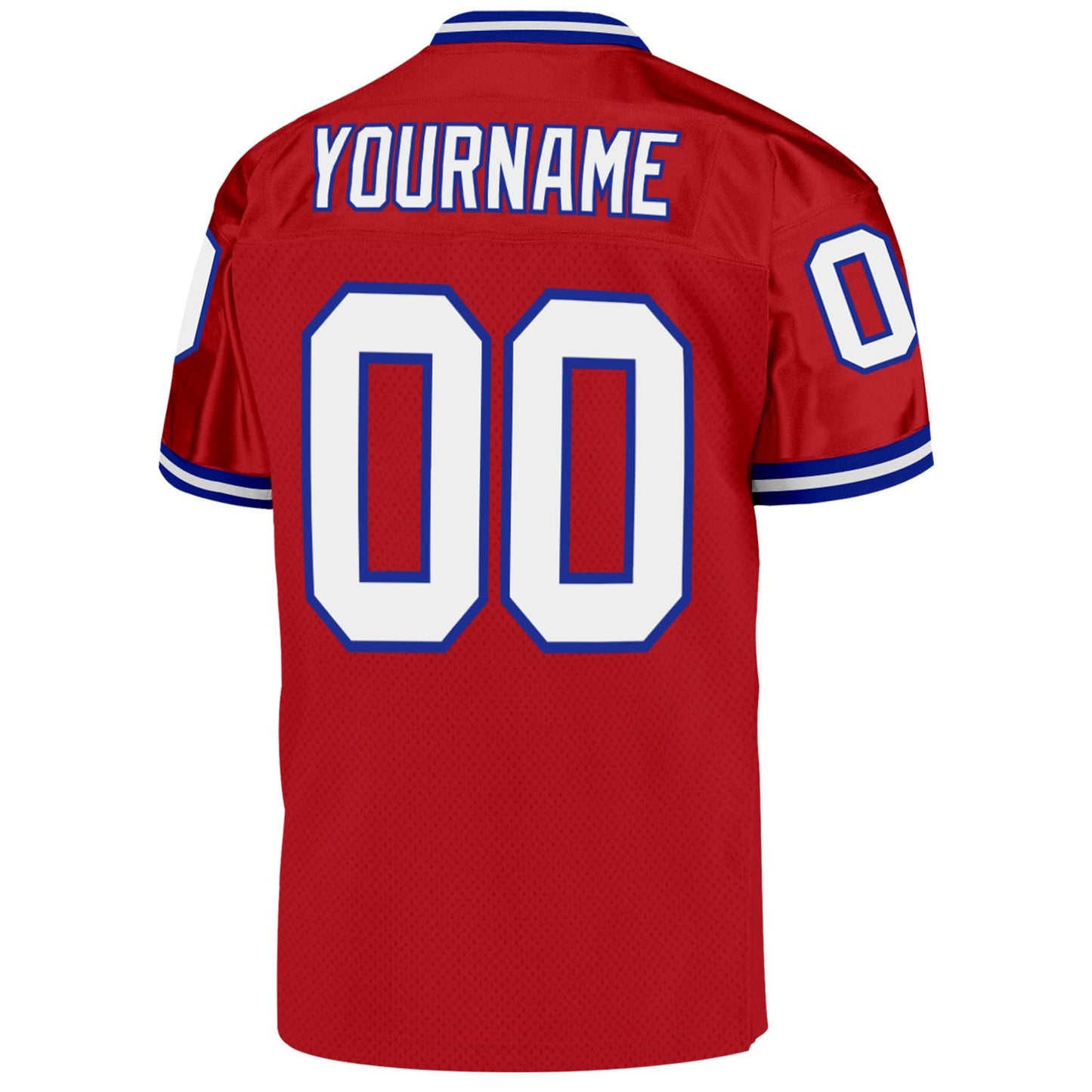 Custom Red White-Royal Mesh Authentic Throwback Football Jersey view 3
