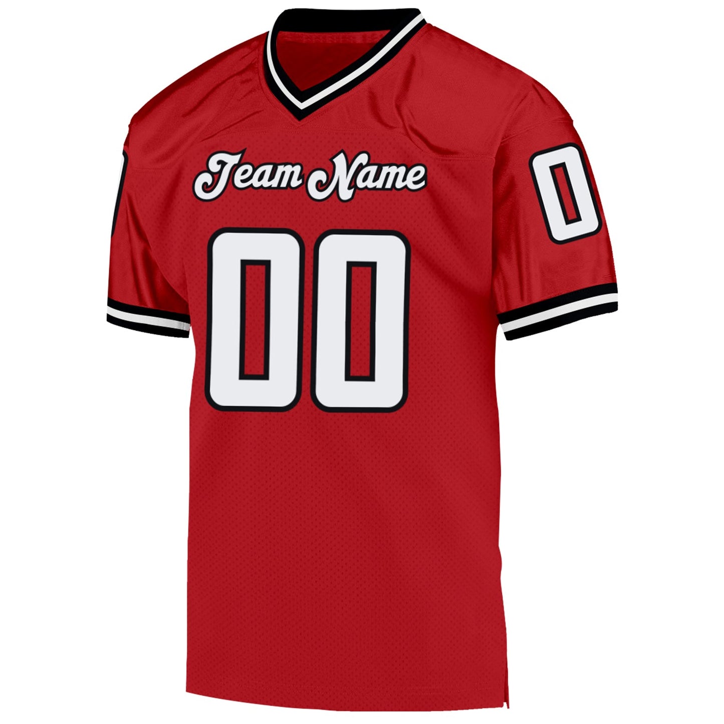 Custom Red White-Black Mesh Authentic Throwback Football Jersey view 2