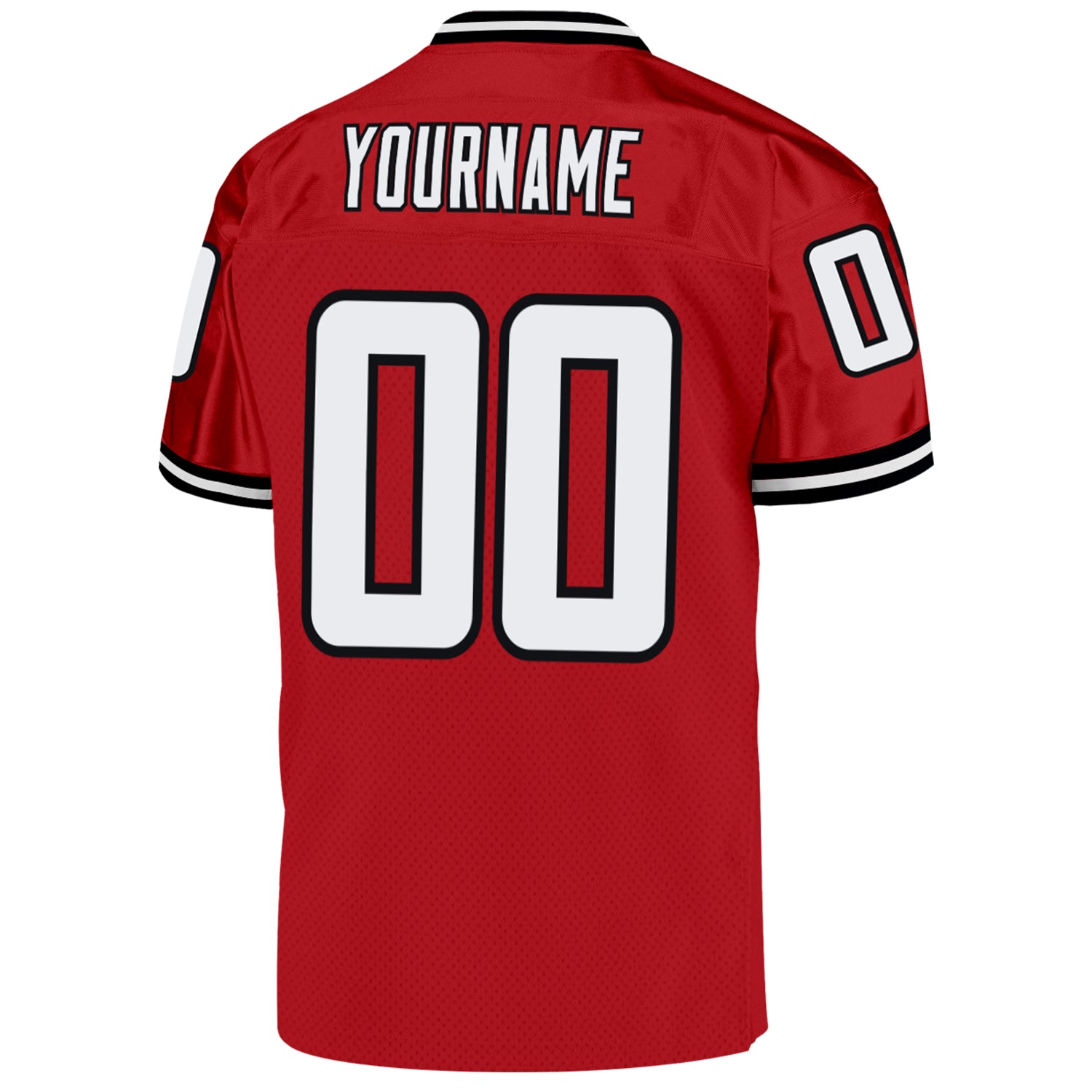 Custom Red White-Black Mesh Authentic Throwback Football Jersey view 3