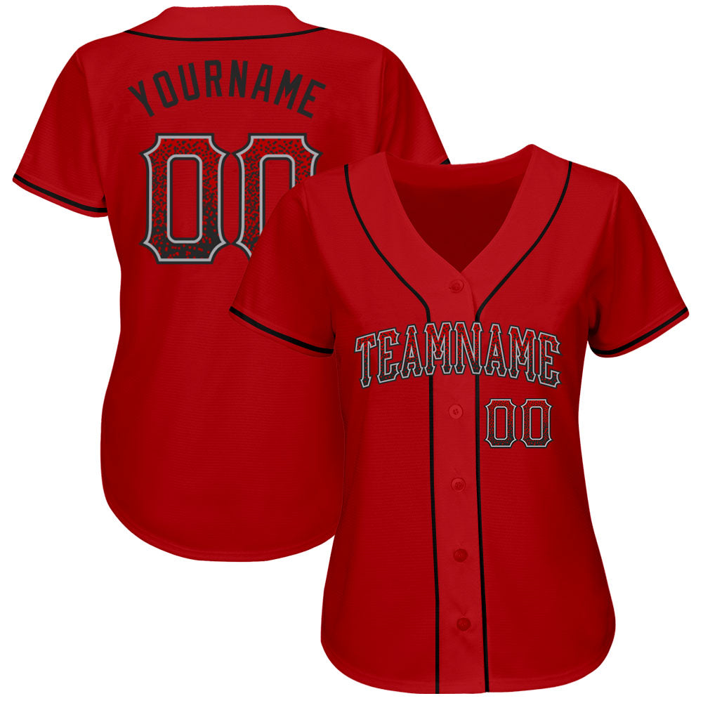 Custom Red Black-Gray Authentic Drift Fashion Baseball Jersey view 2