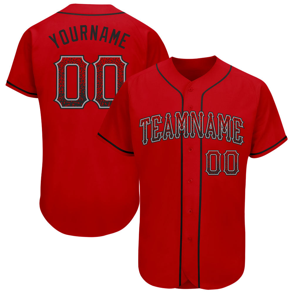 Custom Red Black-Gray Authentic Drift Fashion Baseball Jersey - Main View