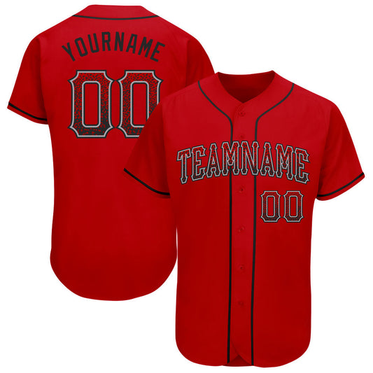 Custom Red Black-Gray Authentic Drift Fashion Baseball Jersey - Main View