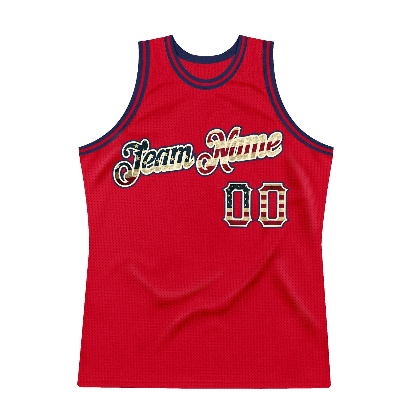 Custom Red Vintage USA Flag-Black Authentic Throwback Basketball Jersey view 5