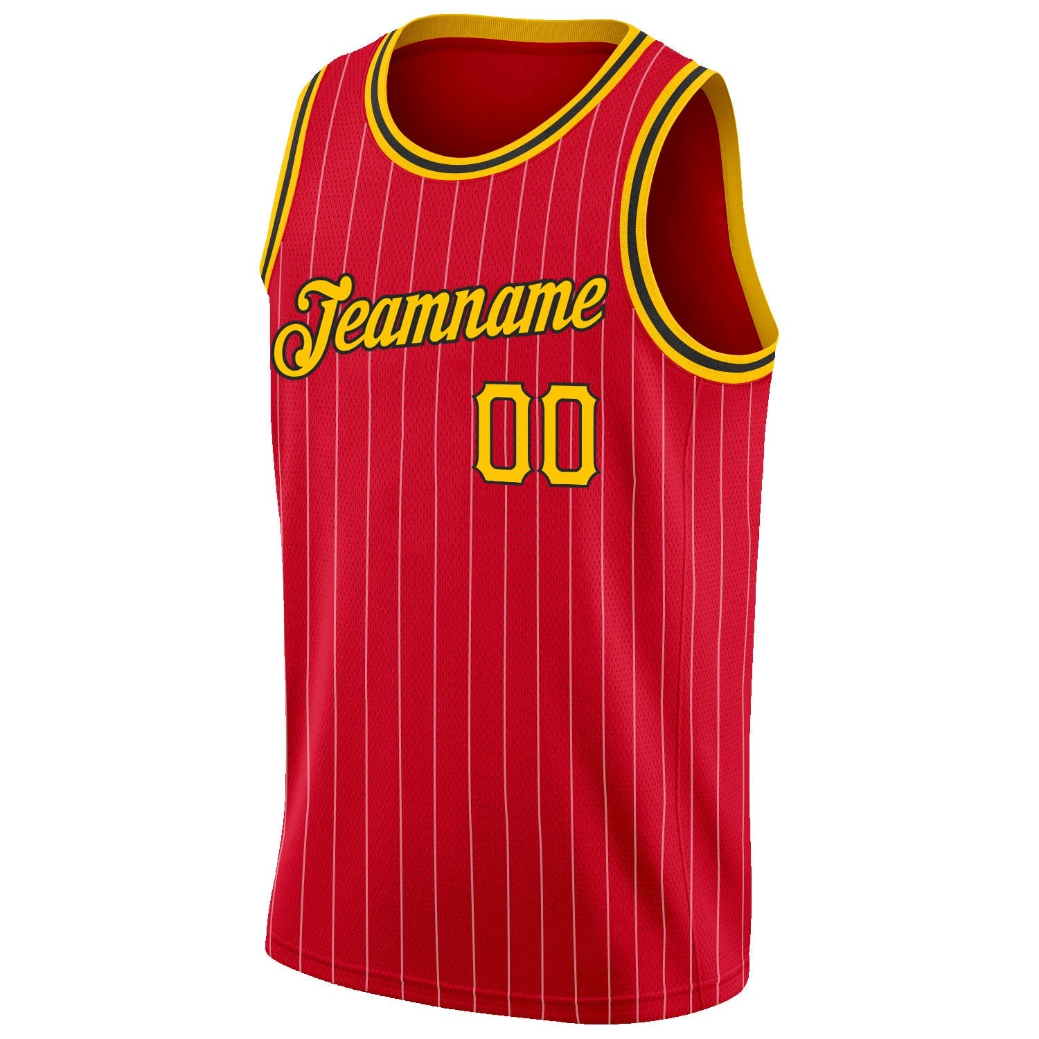 Custom Red Gold Pinstripe Gold-Black Authentic Basketball Jersey view 5