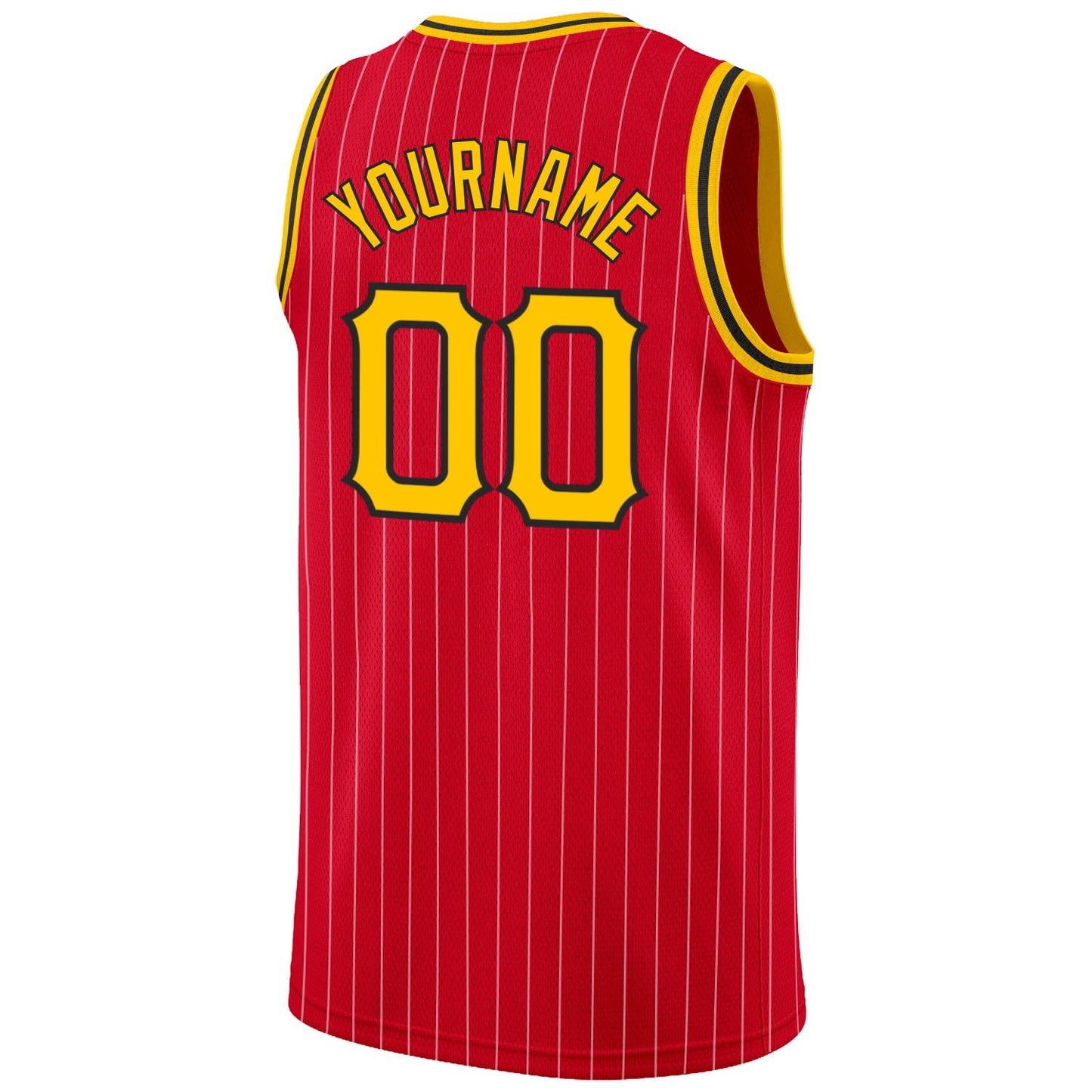 Custom Red Gold Pinstripe Gold-Black Authentic Basketball Jersey view 6