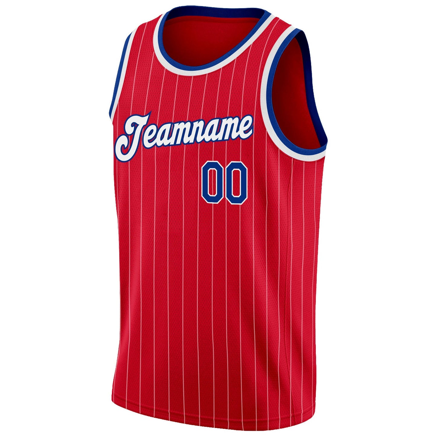 Custom Red White Pinstripe Royal-White Authentic Basketball Jersey view 5