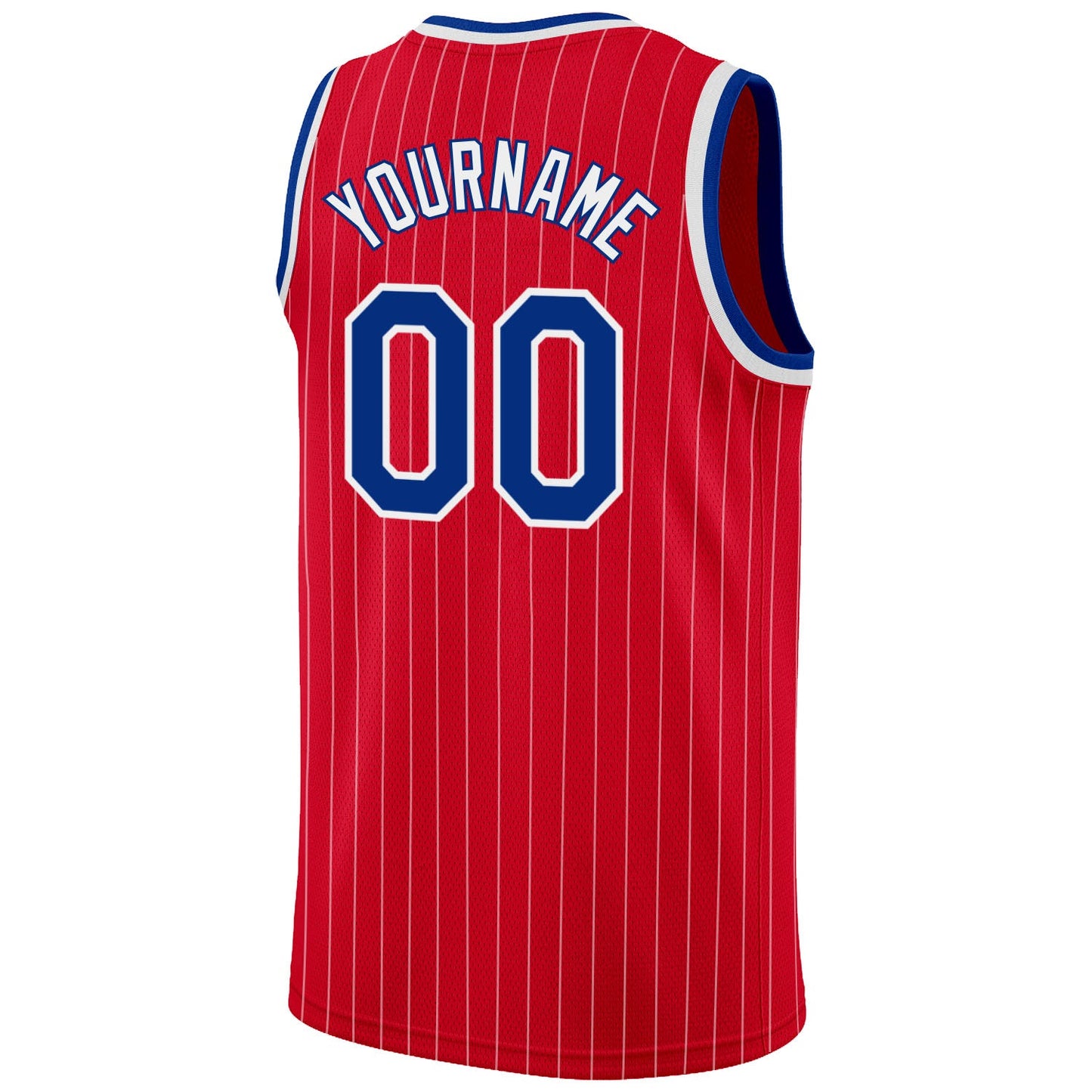 Custom Red White Pinstripe Royal-White Authentic Basketball Jersey view 6