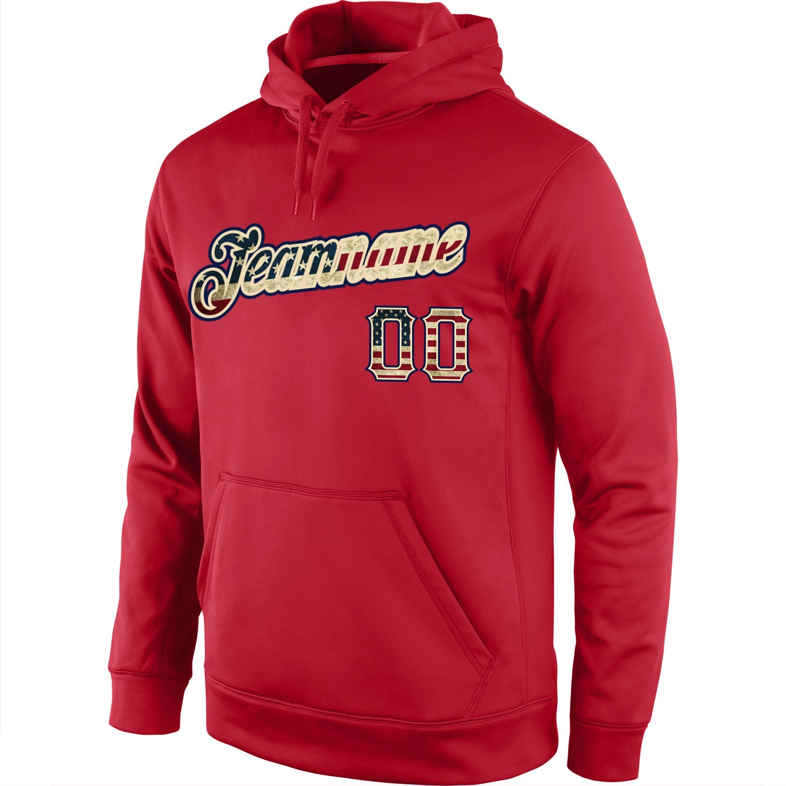 Custom Stitched Red Vintage USA Flag-Cream Sports Pullover Sweatshirt Hoodie view 2