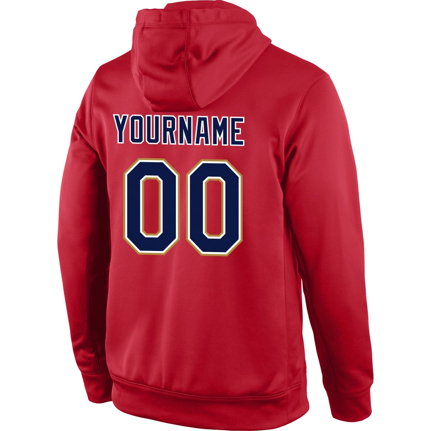 Custom Stitched Red Navy-Old Gold Sports Pullover Sweatshirt Hoodie view 3