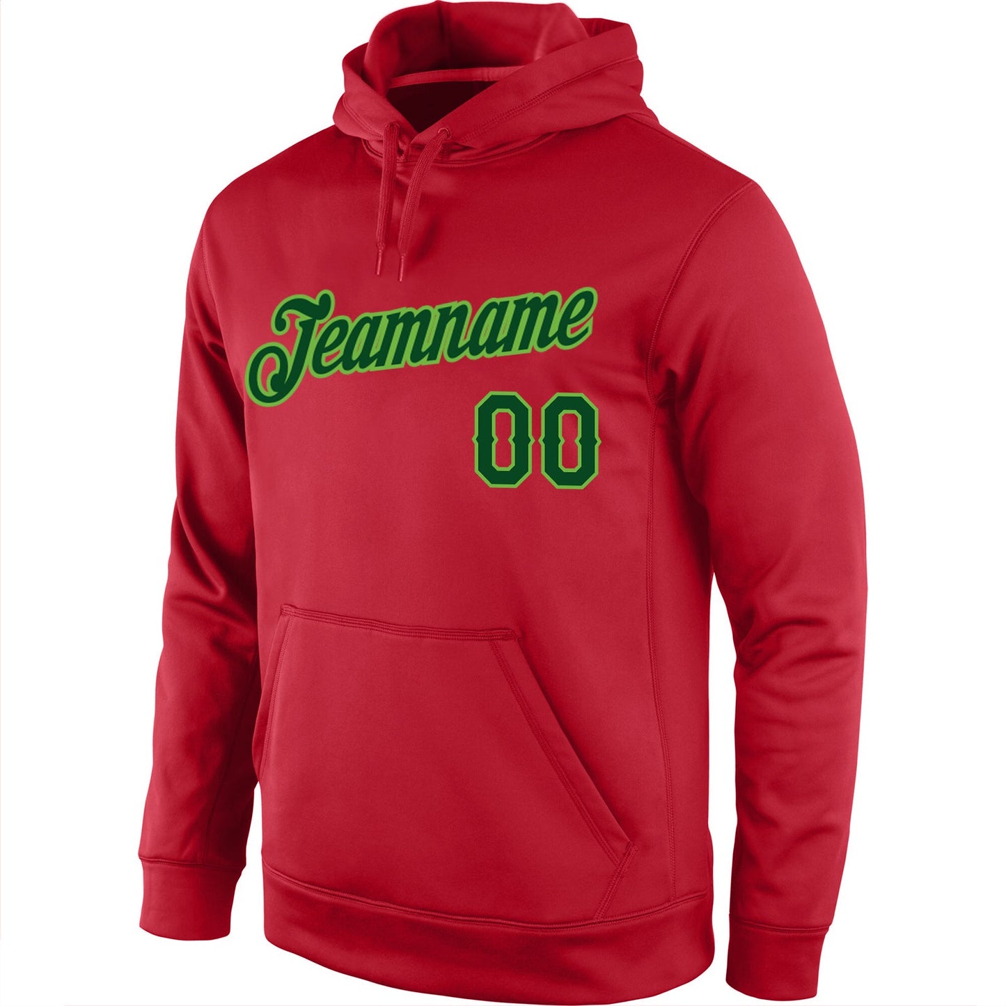 Custom Stitched Red Green-Neon Green Sports Pullover Sweatshirt Hoodie view 2