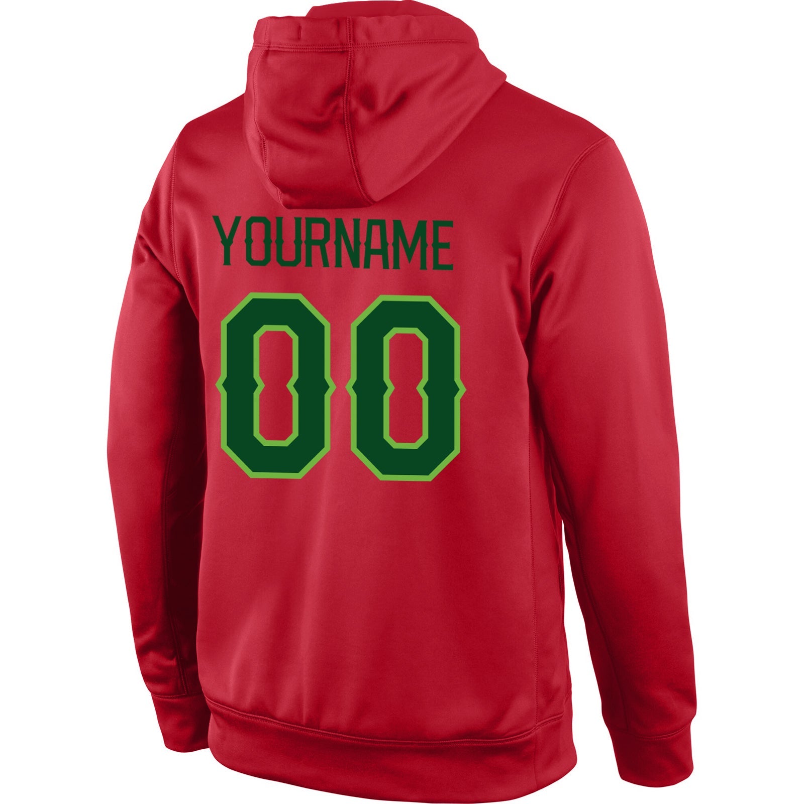 Custom Stitched Red Green-Neon Green Sports Pullover Sweatshirt Hoodie view 3
