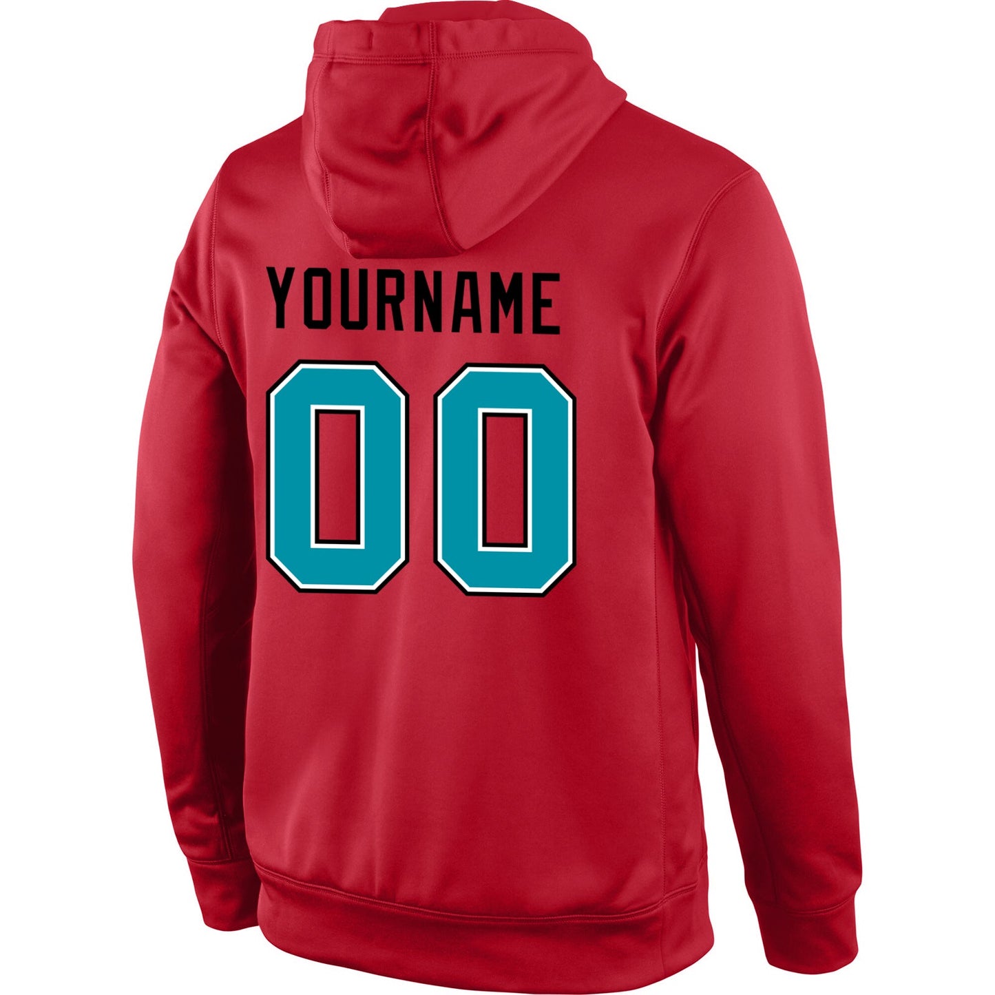 Custom Stitched Red Teal-Black Sports Pullover Sweatshirt Hoodie view 3