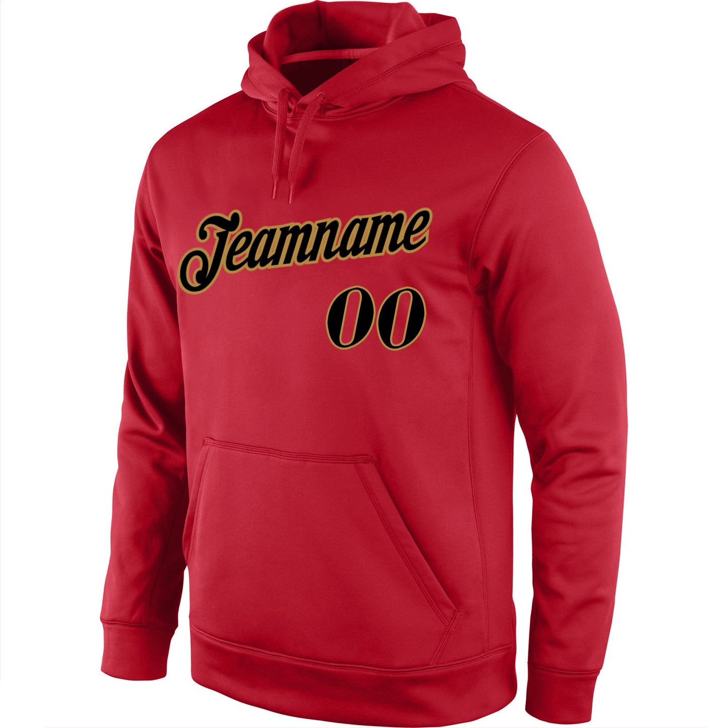 Custom Stitched Red Black-Old Gold Sports Pullover Sweatshirt Hoodie view 2