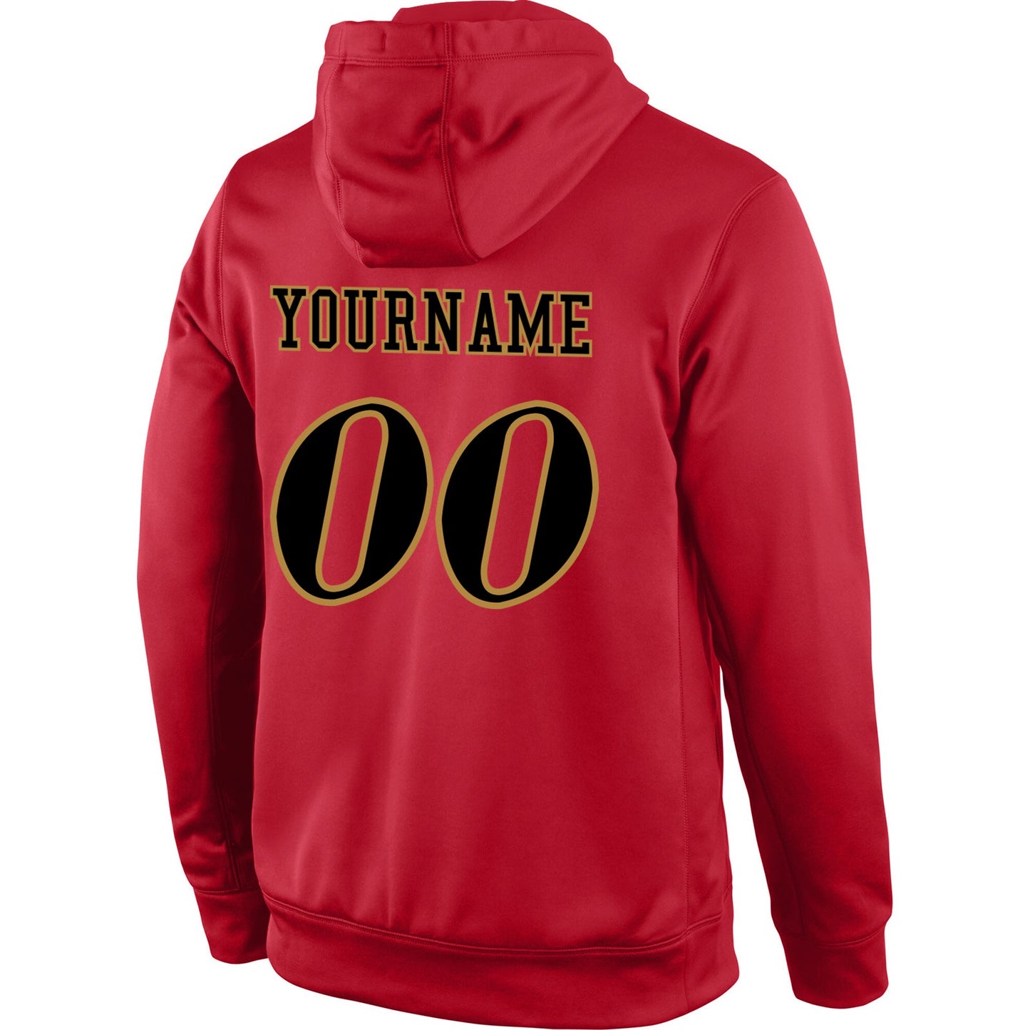 Custom Stitched Red Black-Old Gold Sports Pullover Sweatshirt Hoodie view 3
