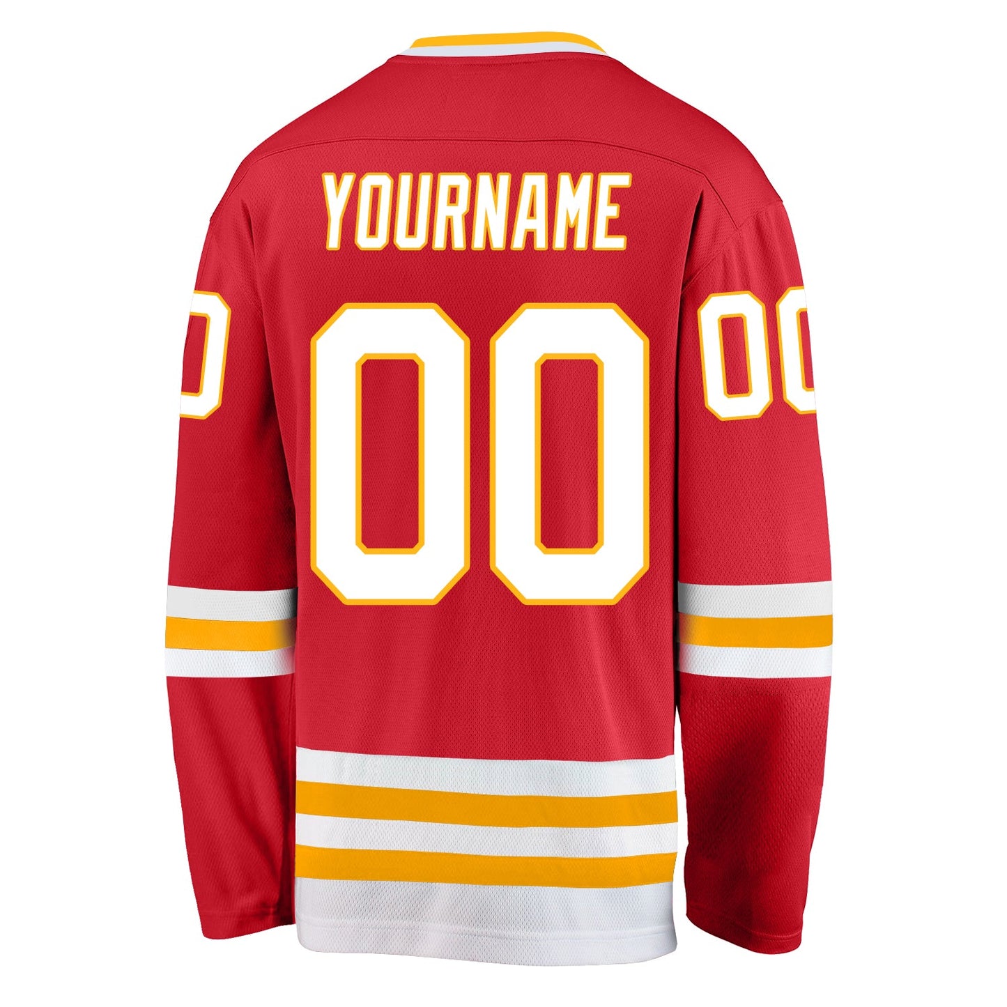 Custom Red White-Gold Hockey Jersey view 3