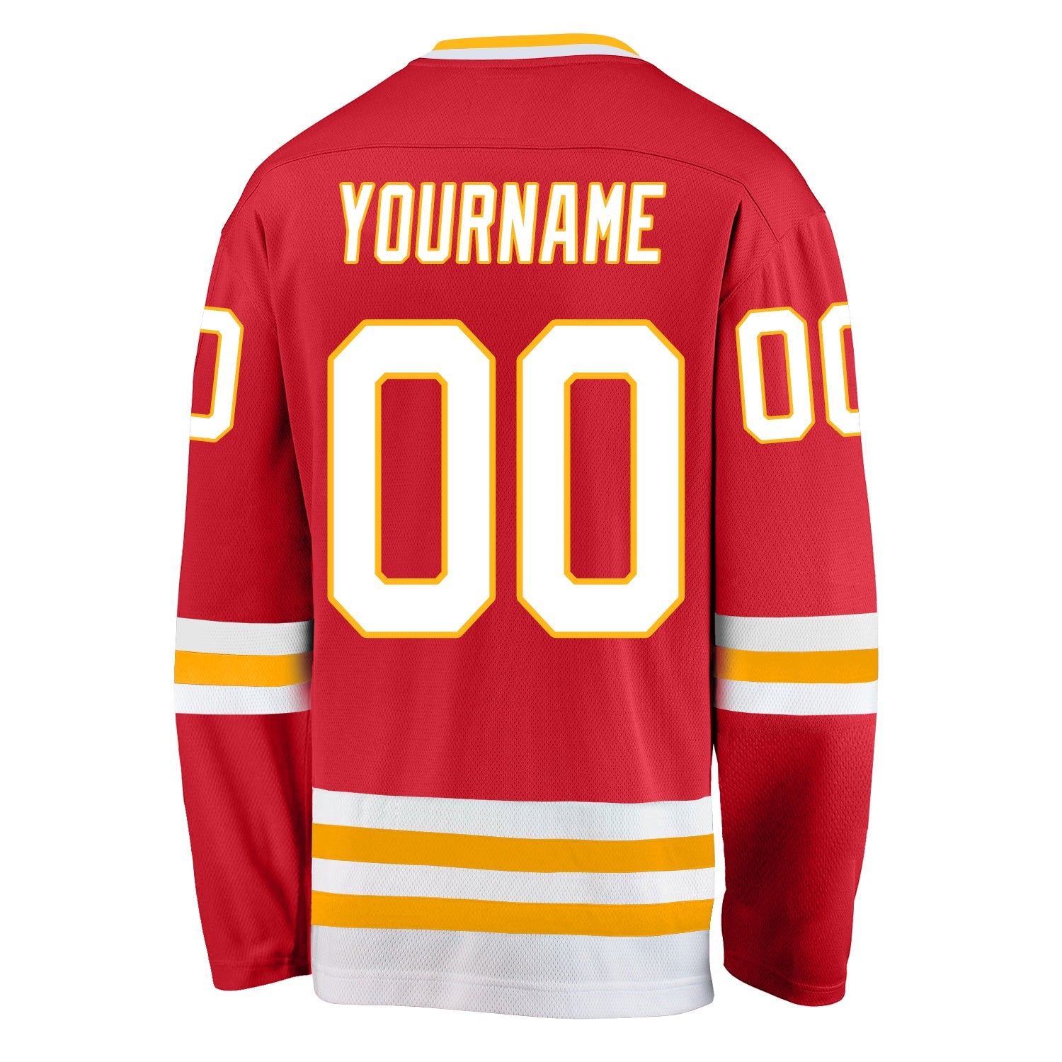 Custom Red White-Gold Hockey Jersey view 3