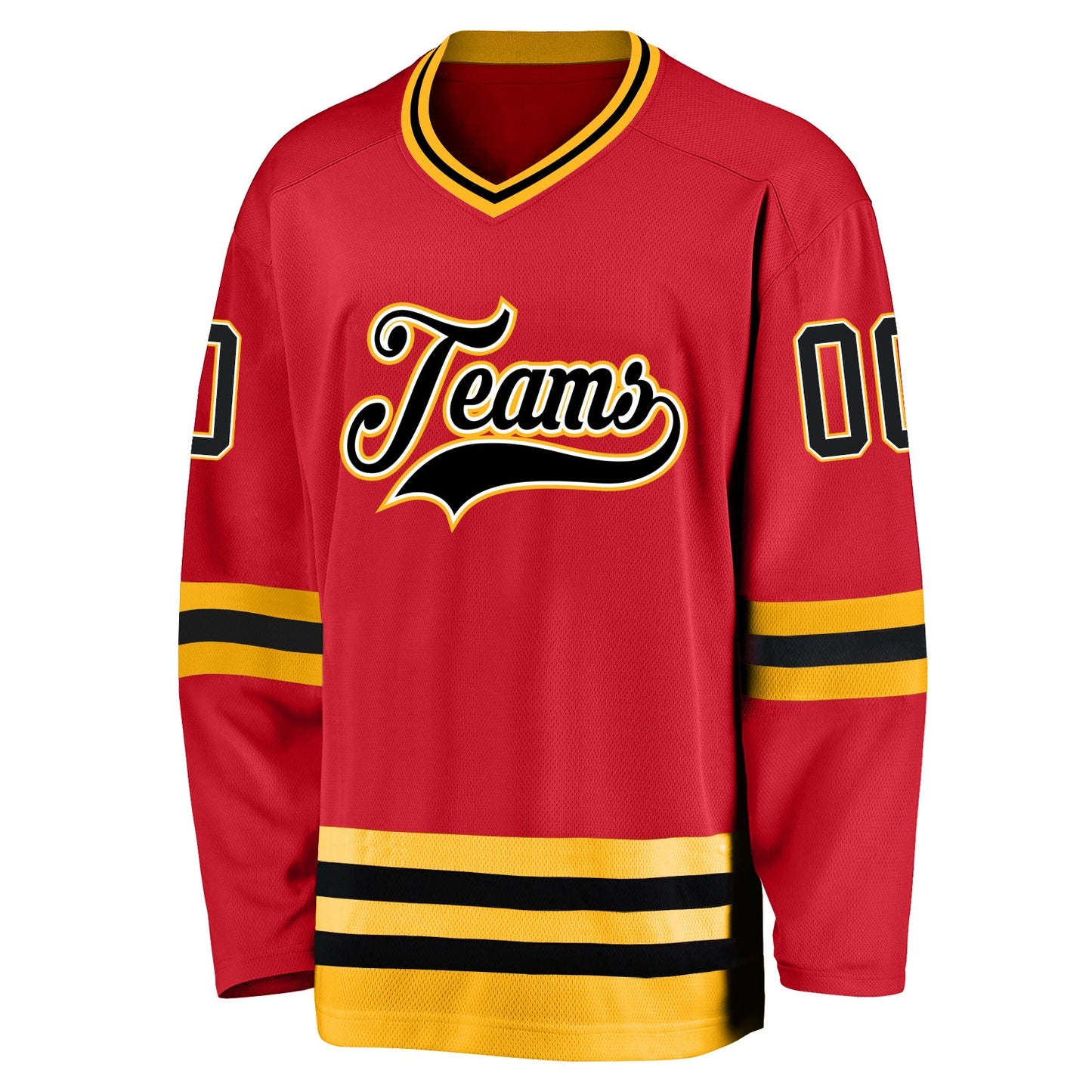 Custom Red Black-Gold Hockey Jersey view 2