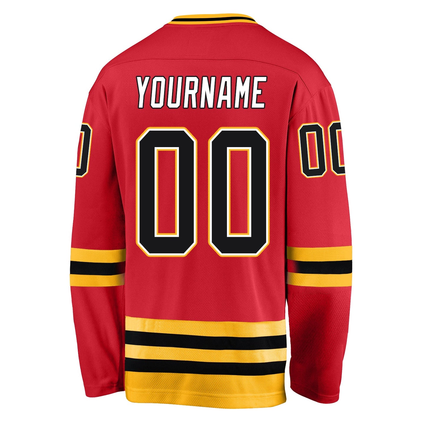 Custom Red Black-Gold Hockey Jersey view 3