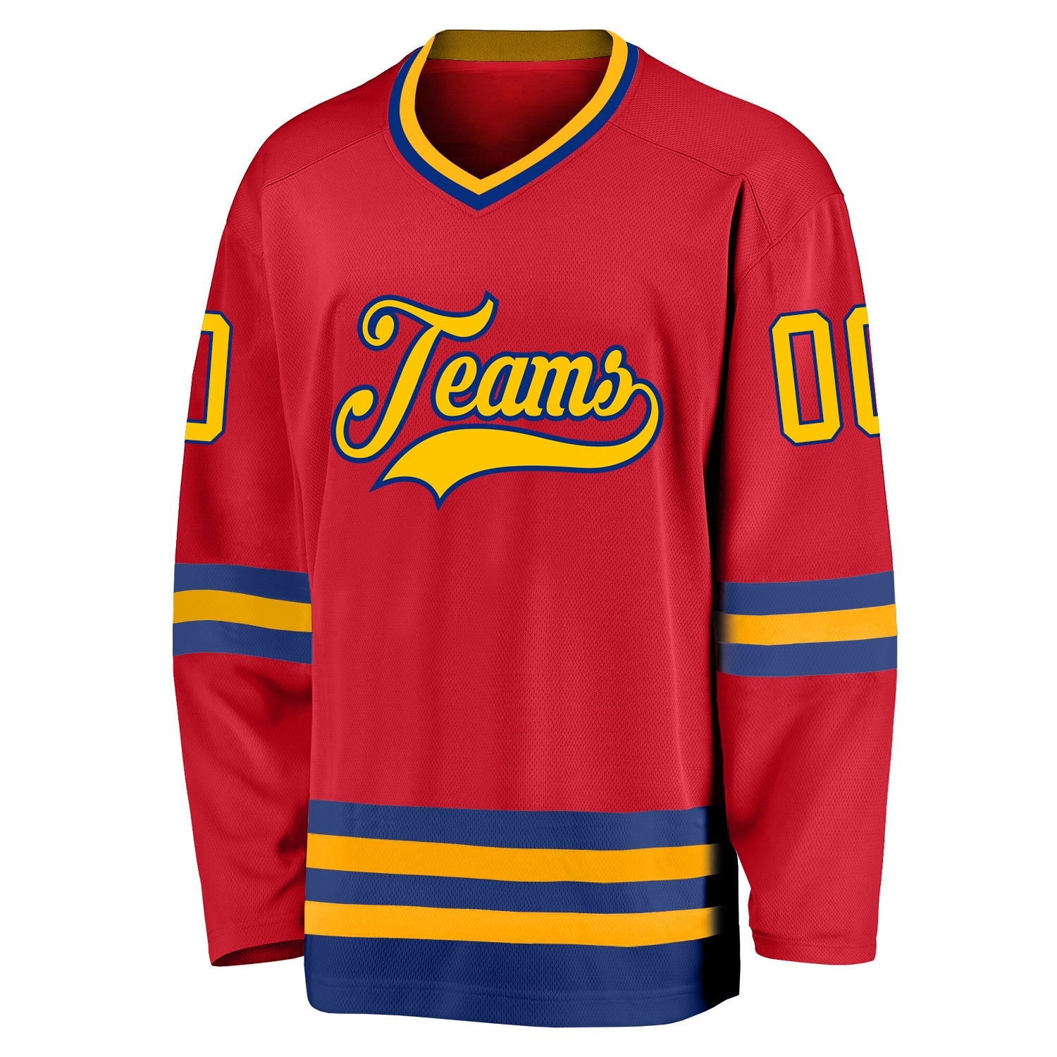 Custom Red Gold-Royal Hockey Jersey view 2