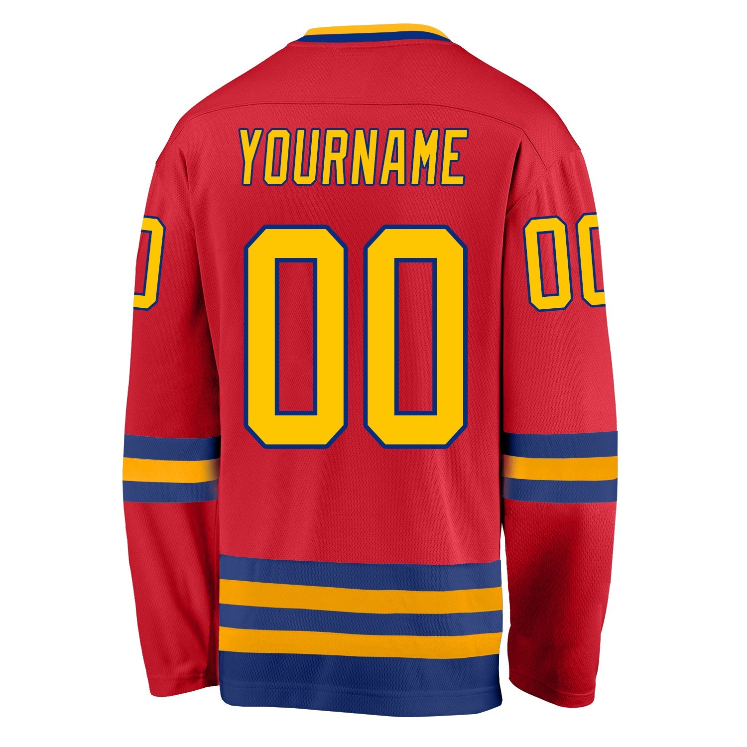 Custom Red Gold-Royal Hockey Jersey view 3