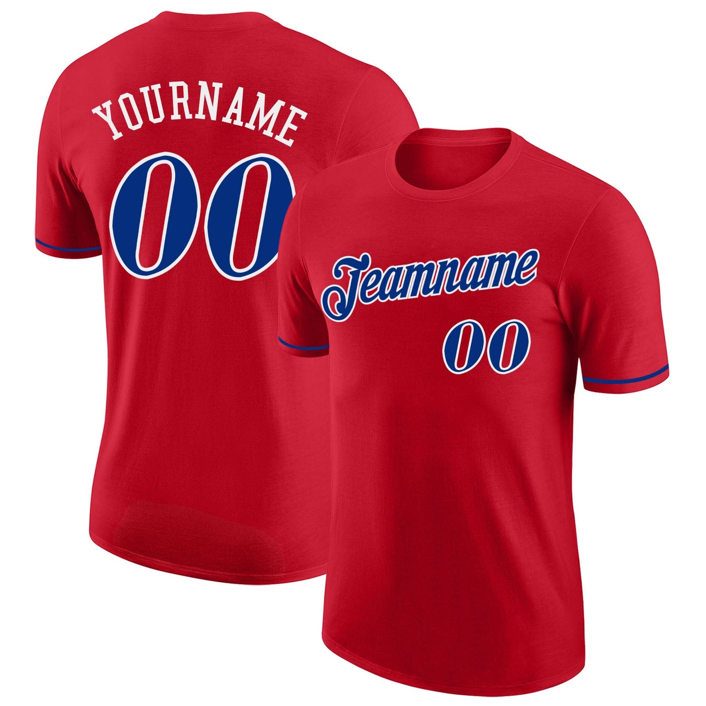 Custom Red Royal-White Performance T-Shirt - Main View