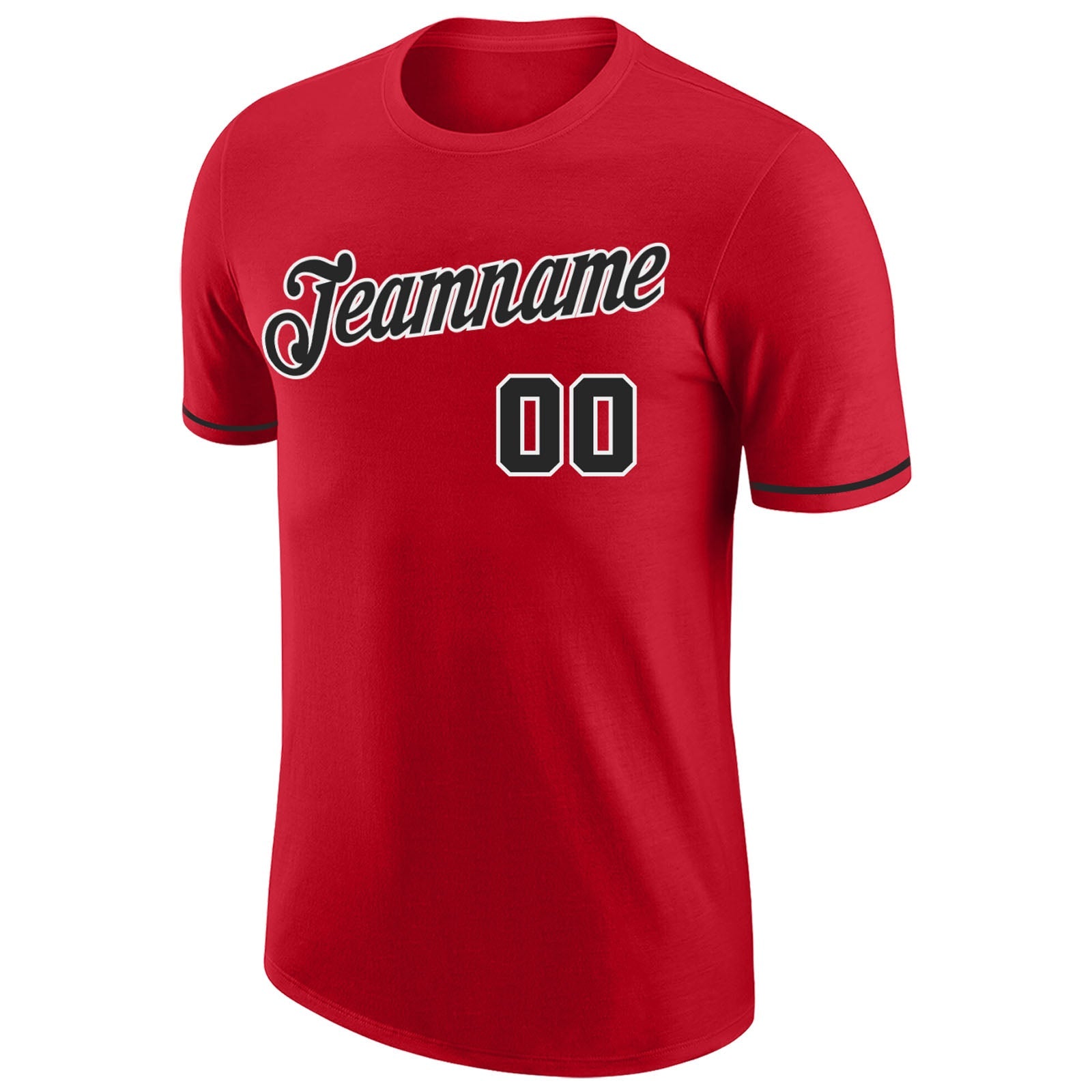 Custom Red Black-White Performance T-Shirt view 5
