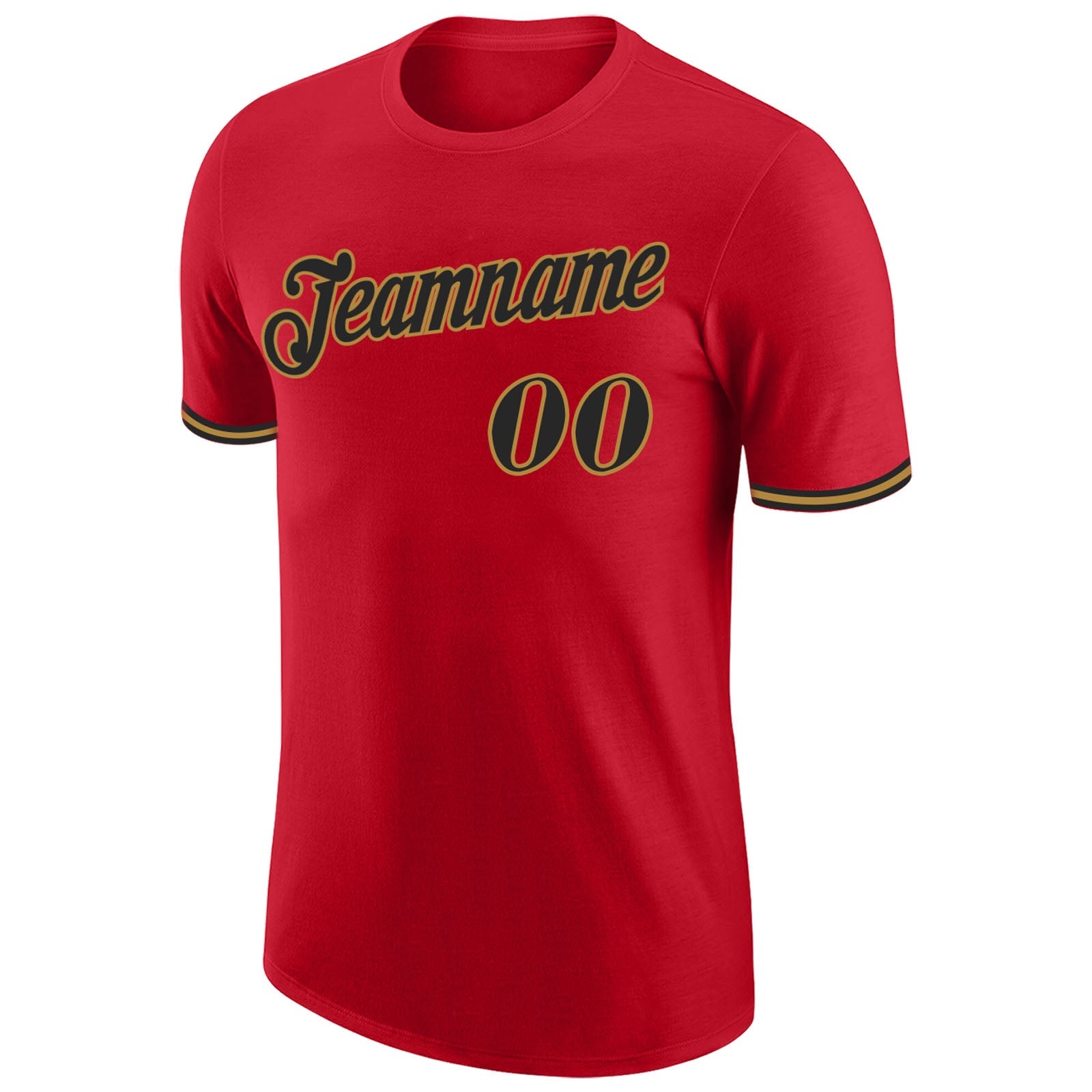 Custom Red Black-Old Gold Performance T-Shirt view 5