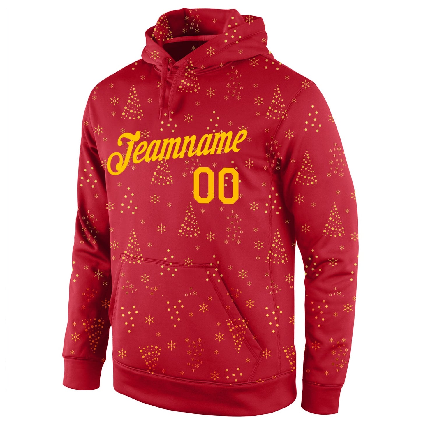 Custom Stitched Red Gold Christmas 3D Sports Pullover Sweatshirt Hoodie view 2