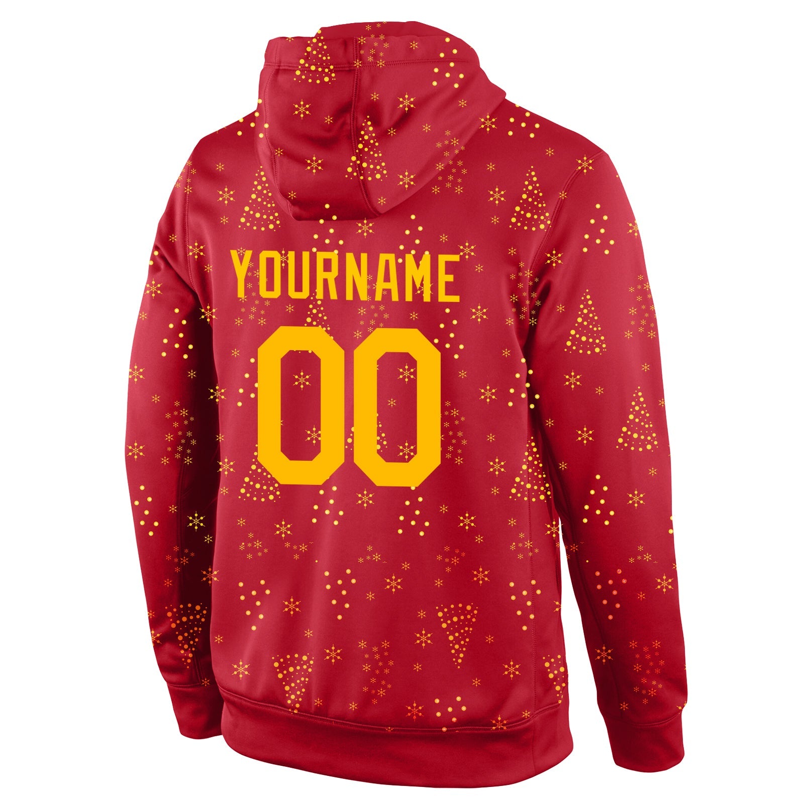 Custom Stitched Red Gold Christmas 3D Sports Pullover Sweatshirt Hoodie view 3