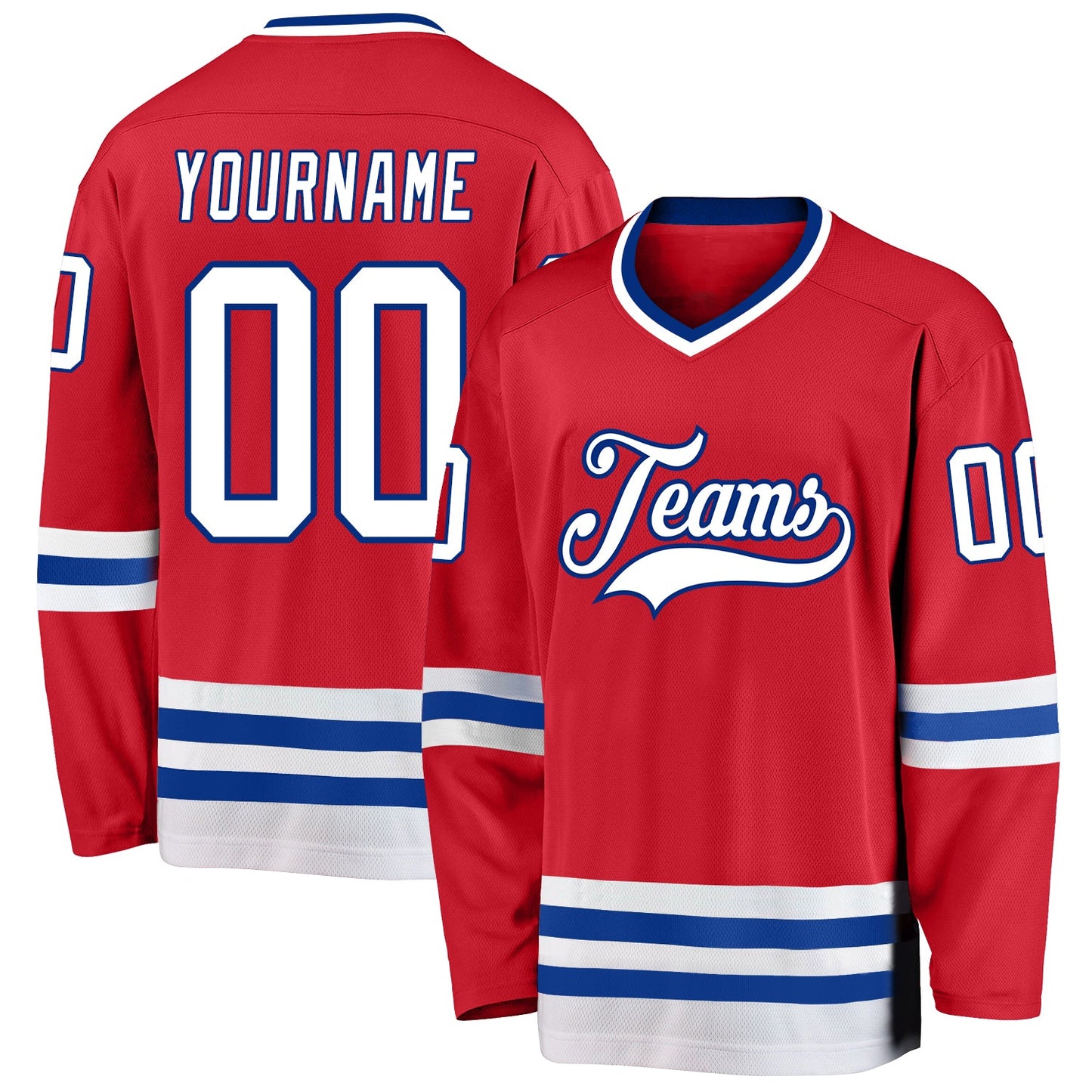 Custom Red White-Royal Hockey Jersey - Main View