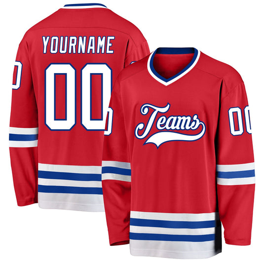 Custom Red White-Royal Hockey Jersey - Main View