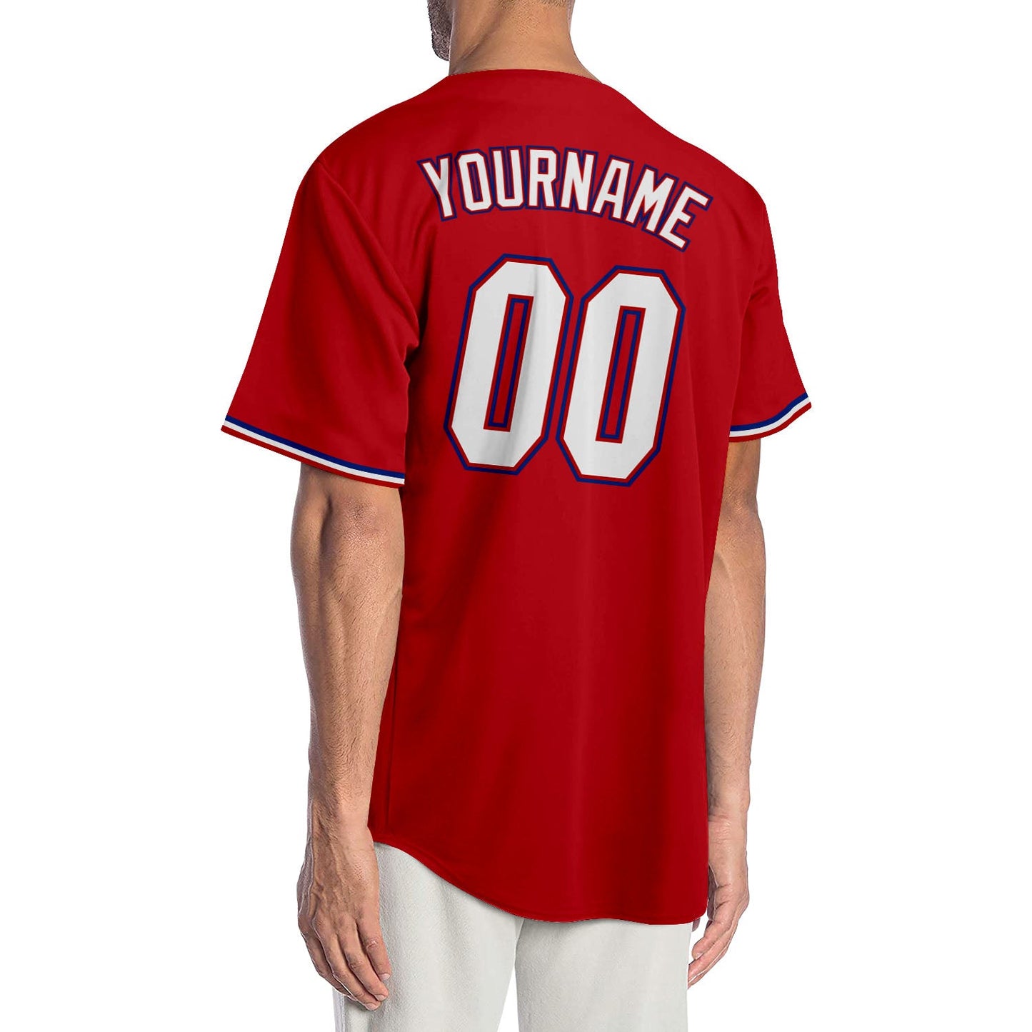 Custom Red White-Royal Authentic Baseball Jersey view 2