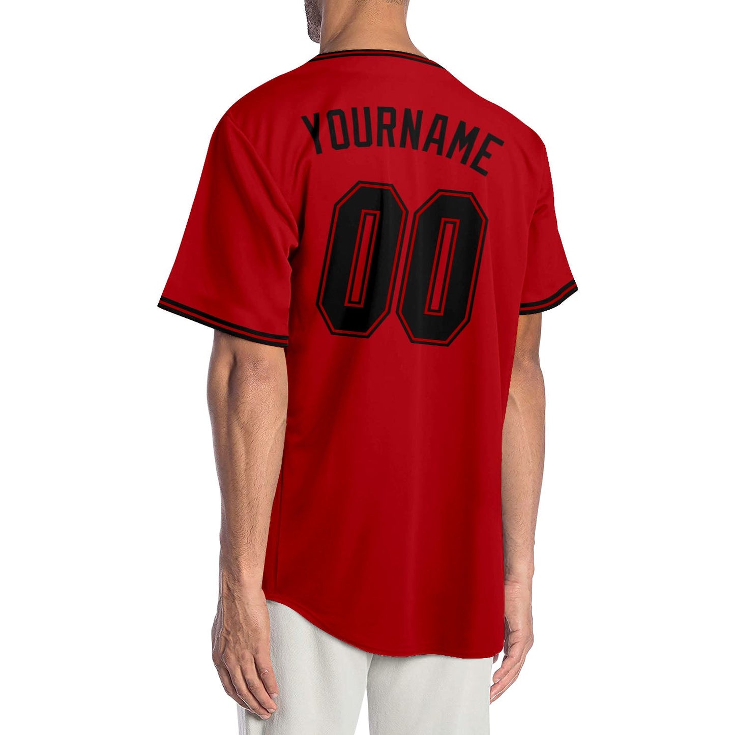 Custom Red Black-Red Authentic Baseball Jersey view 2
