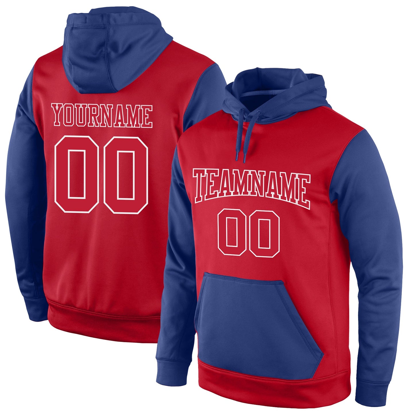 Custom Stitched Red Red-Royal Sports Pullover Sweatshirt Hoodie - Main View