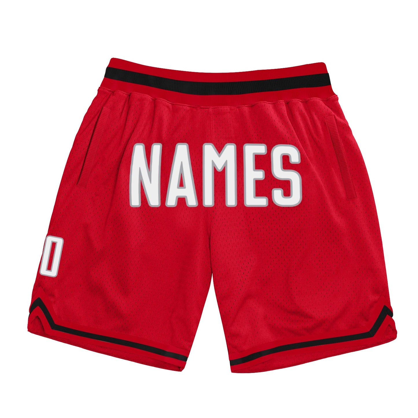 Custom Red White-Gray Authentic Throwback Basketball Shorts - Main View