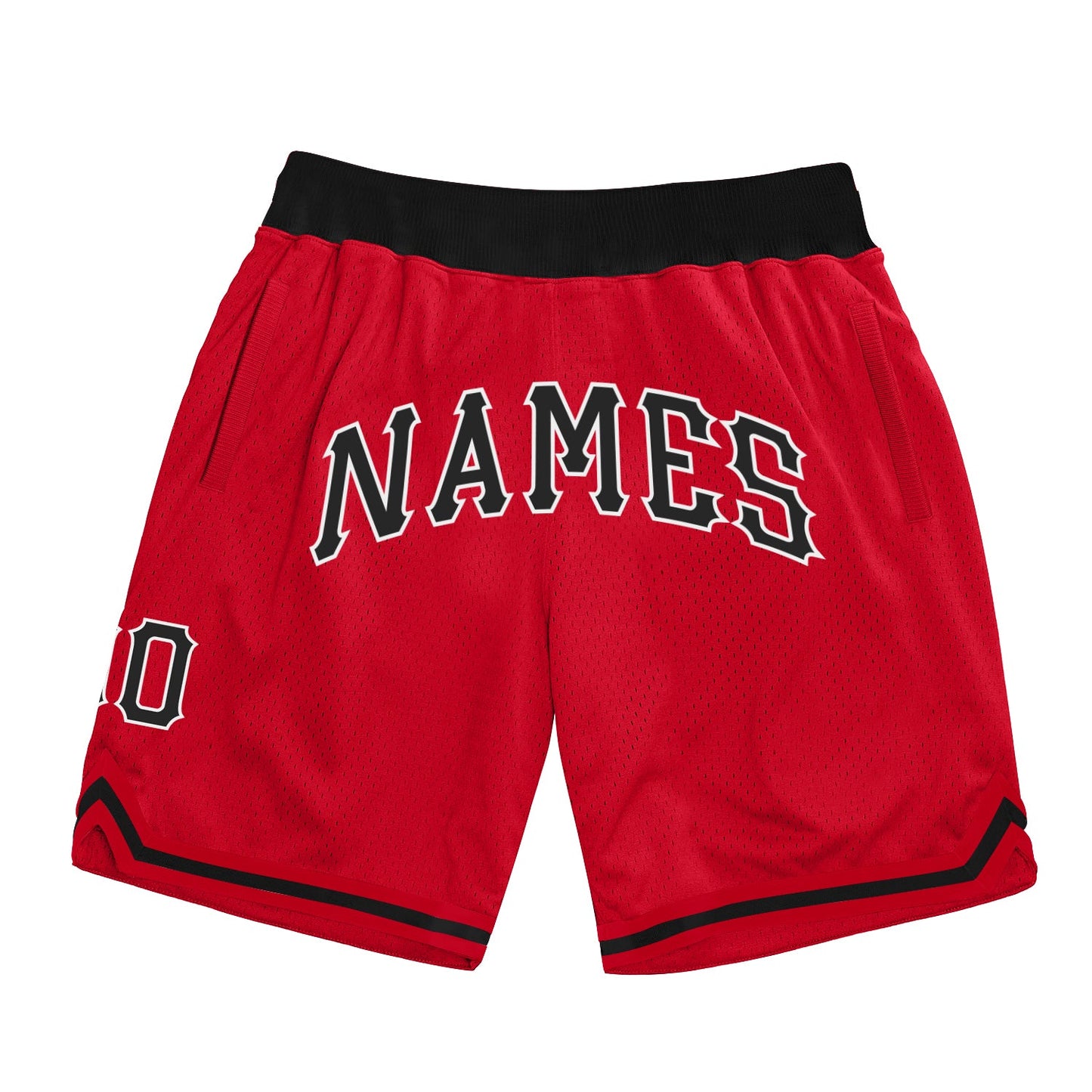 Custom Red Black-White Authentic Throwback Basketball Shorts - Main View