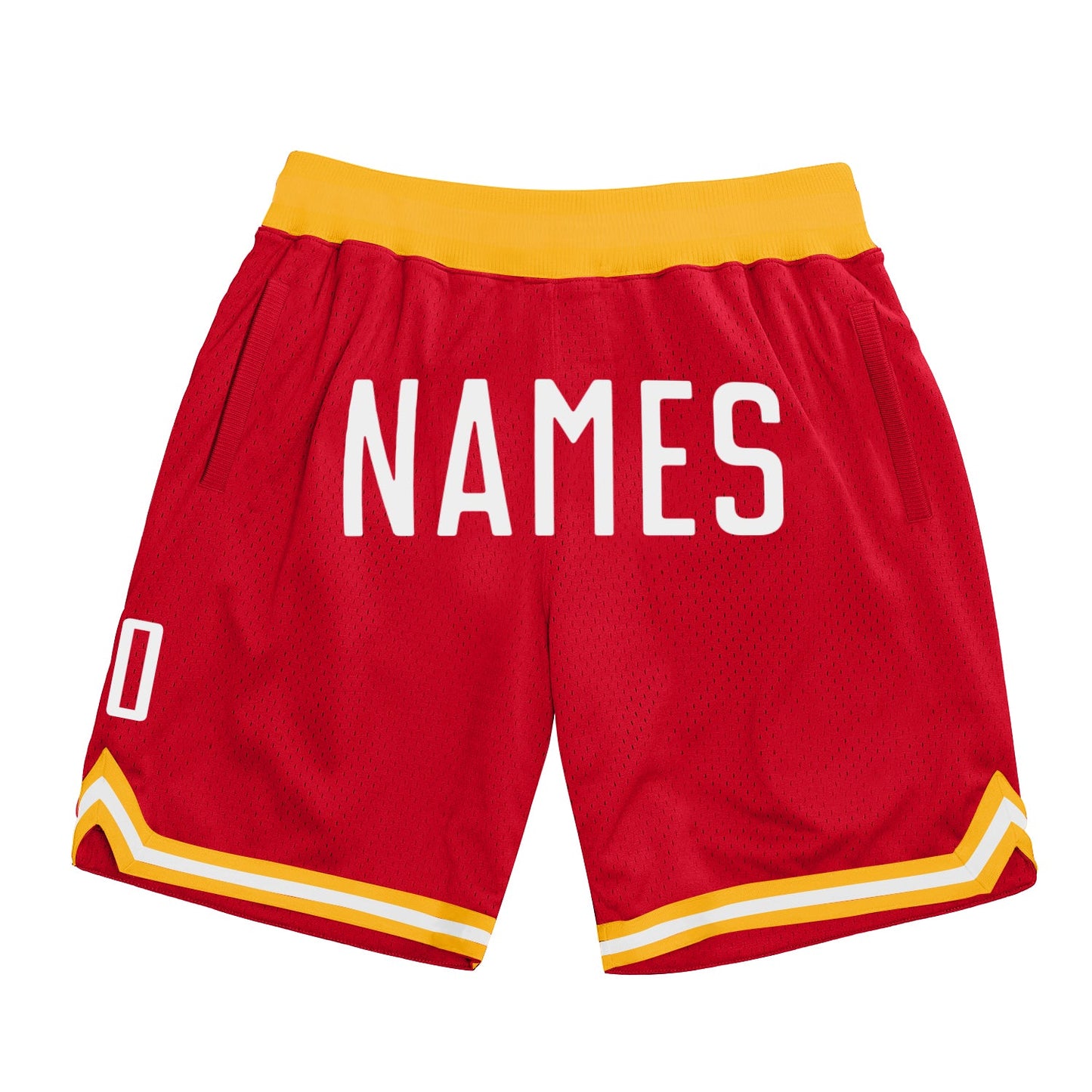 Custom Red White Authentic Throwback Basketball Shorts - Main View