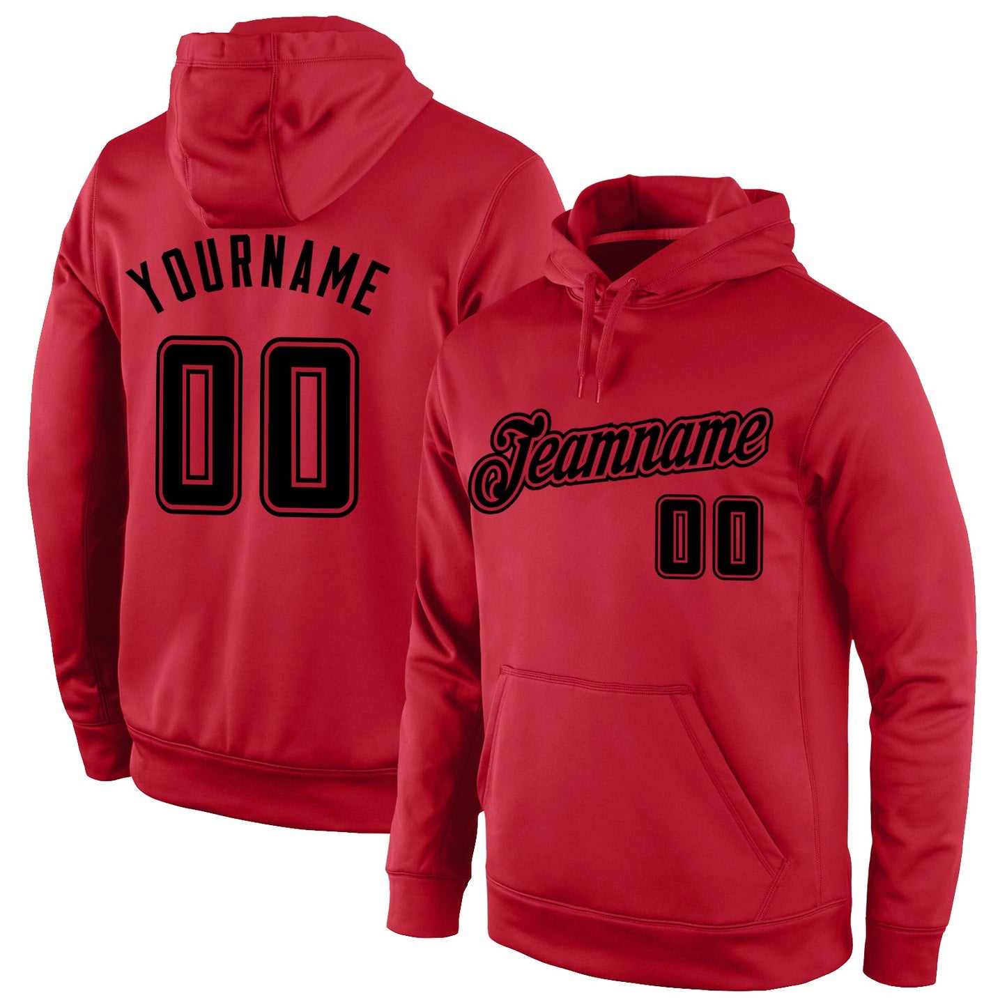 Custom Stitched Red Black-Red Sports Pullover Sweatshirt Hoodie - Main View