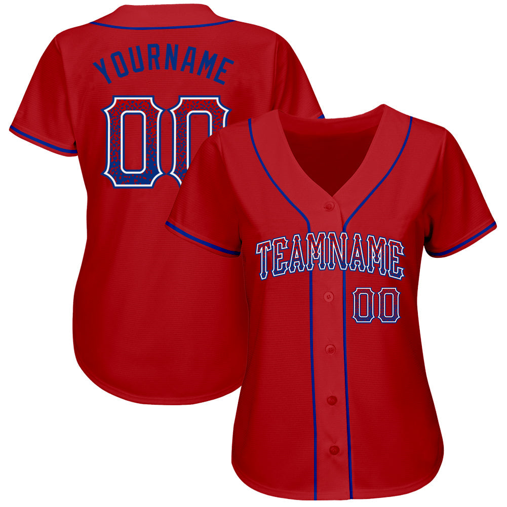 Custom Red Royal-White Authentic Drift Fashion Baseball Jersey view 2