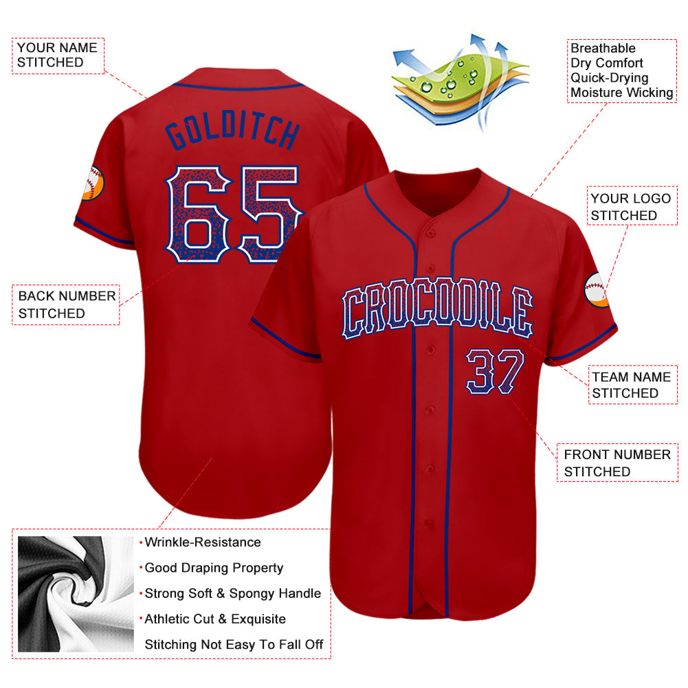 Custom Red Royal-White Authentic Drift Fashion Baseball Jersey view 3