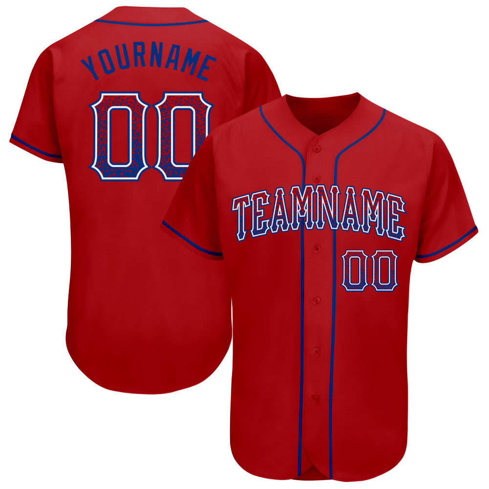 Custom Red Royal-White Authentic Drift Fashion Baseball Jersey - Main View
