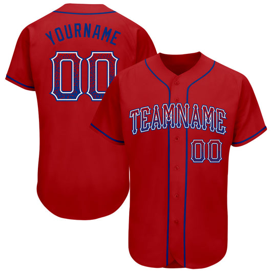 Custom Red Royal-White Authentic Drift Fashion Baseball Jersey - Main View