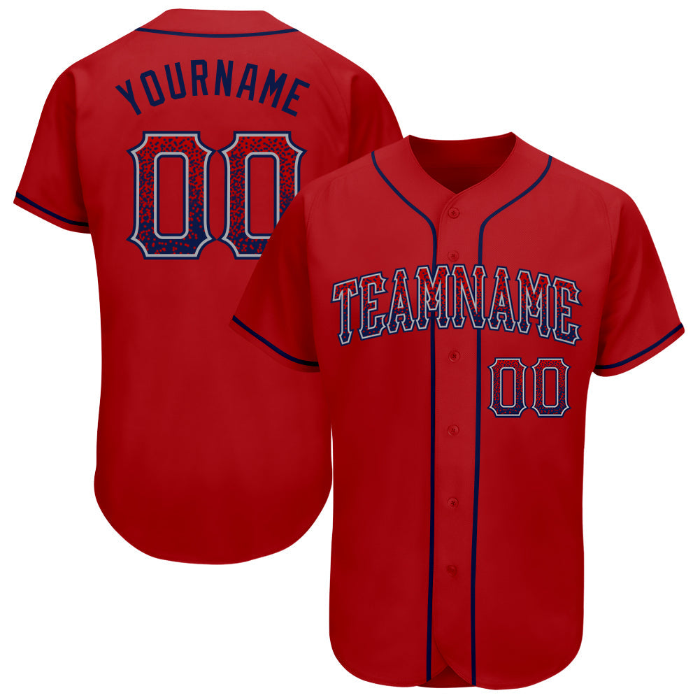 Custom Red Navy-Gray Authentic Drift Fashion Baseball Jersey - Main View