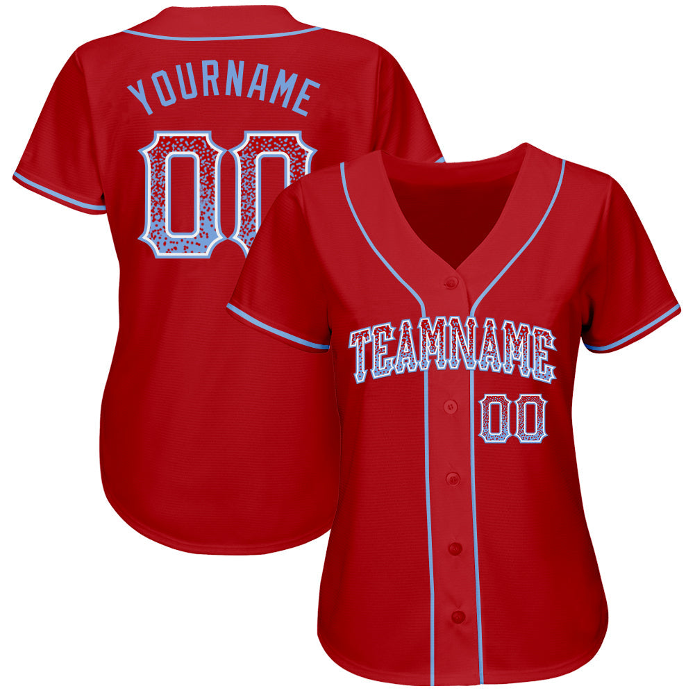 Custom Red Light Blue-White Authentic Drift Fashion Baseball Jersey view 2