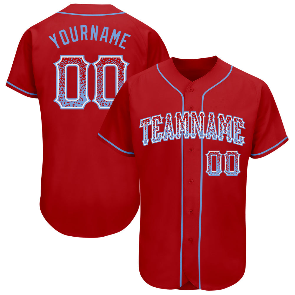 Custom Red Light Blue-White Authentic Drift Fashion Baseball Jersey - Main View